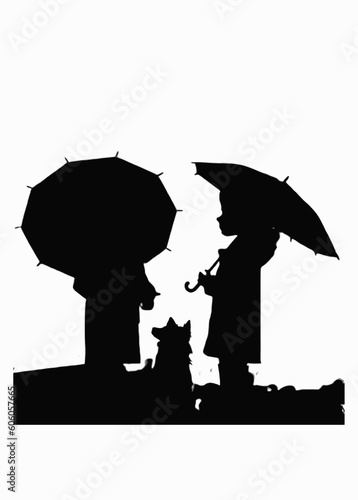 silhouette of a person with umbrella
