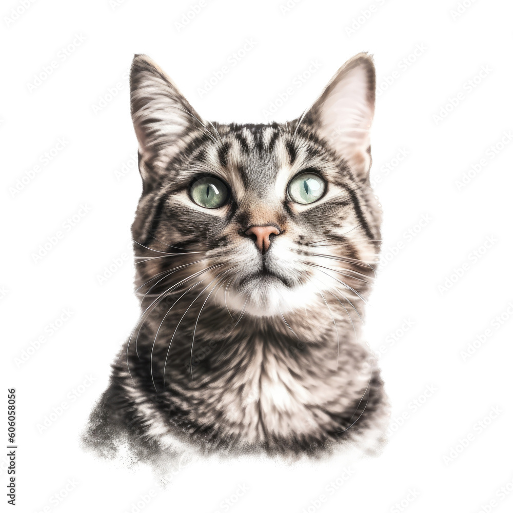 a Tabby cat portrait, soft, fluffy, furry pet, Pet-themed, photorealistic illustrations in a PNG. isolated, cutout. Generative AI a Tabby cat portrait, soft, fluffy, furry pet, Pet-themed, photorealistic illustrations in a PNG. isolated, cutout. Generative AI