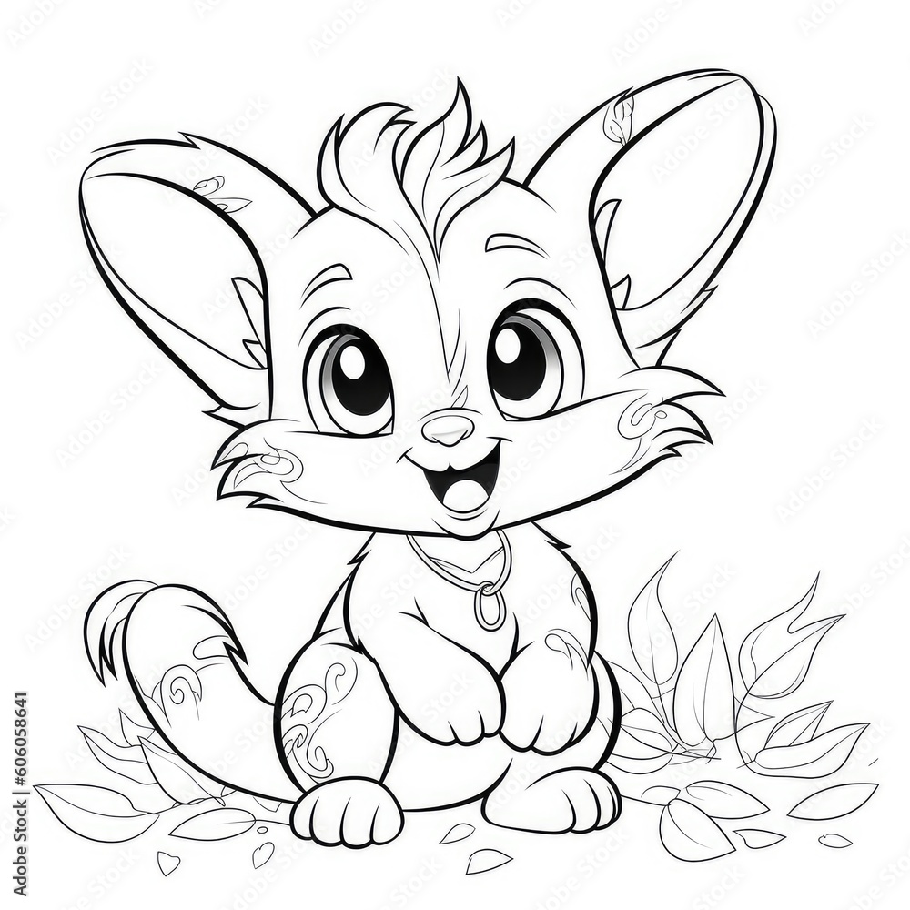Obraz premium Animal coloring book, coloring page on white background