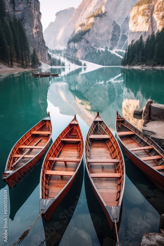 Boats on the Lake. Generative AI