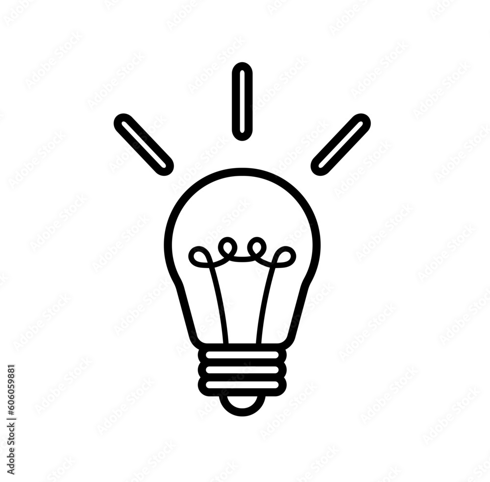 Cute lightbulb back to school cartoon outline icon Cute lightbulb back to school cartoon outline icon
