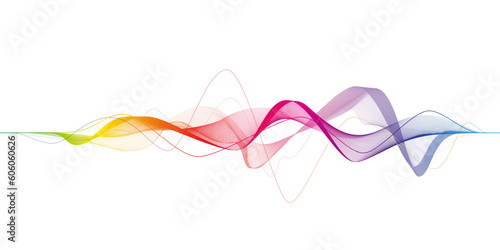 Visualization of music, sound. Abstract rainbow wave on white background. Vector illustration