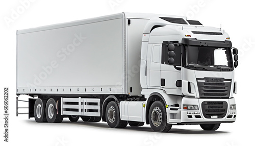 white truck On white background with clipping path. generative AI