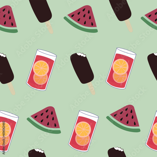 Tropical vacation concept. Pattern with summer elements