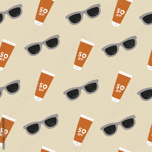 Tropical vacation concept. Pattern with summer elements