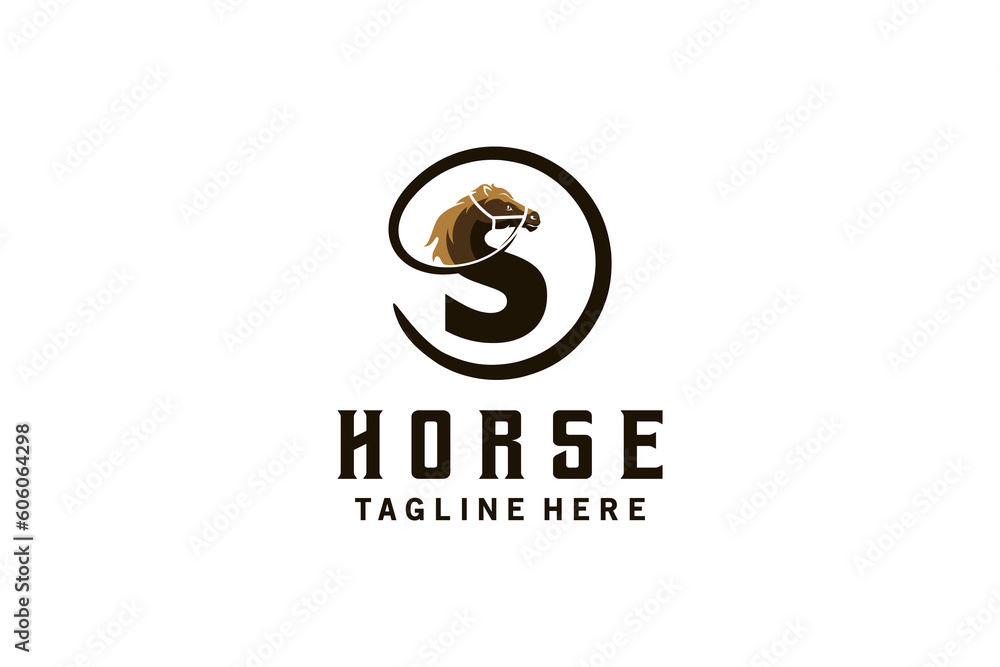 Letter s horse logo design with horse harness in creative concept Letter s horse logo design with horse harness in creative concept