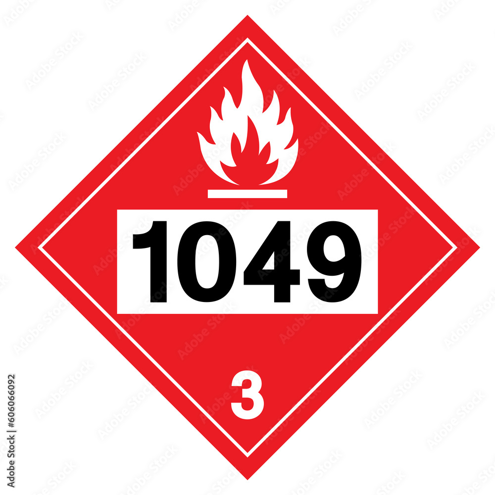 UN1049 Class 3 Hydrogen Symbol Sign, Vector Illustration, Isolate On White Background, Label .EPS10 UN1049 Class 3 Hydrogen Symbol Sign, Vector Illustration, Isolate On White Background, Label .EPS10
