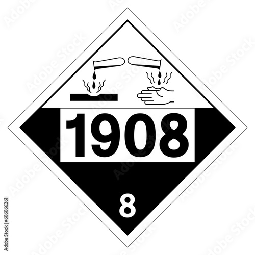 UN1908 Class 8 Chlorite Solution Symbol Sign, Vector Illustration, Isolate On White Background Label. EPS10