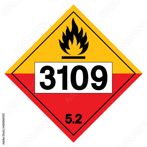 UN3109 Class 5.2 Organic Peroxide Symbol Sign ,Vector Illustration, Isolate On White Background Label .EPS10
