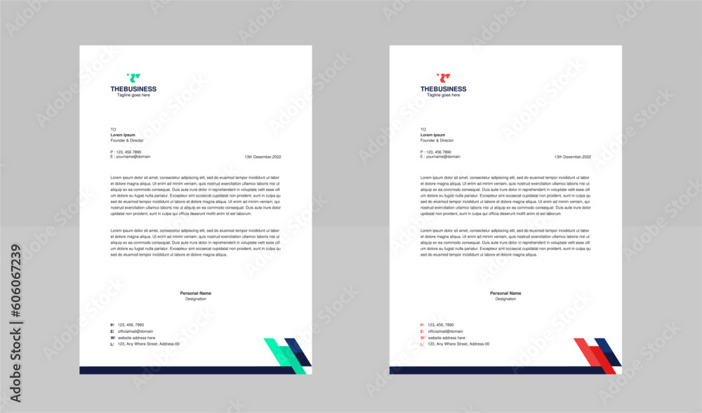 Minimal letterhead template. Professional corporate business letterhead layout design for company. Simple and clean design. Part of Brand identity or branding design.