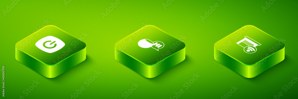Set Isometric Voice assistant, Smart garage and home icon. Vector Set Isometric Voice assistant, Smart garage and home icon. Vector