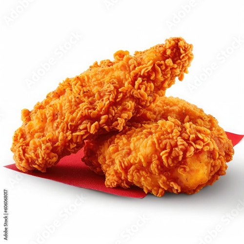 crispy fried chicken on white background generative ai