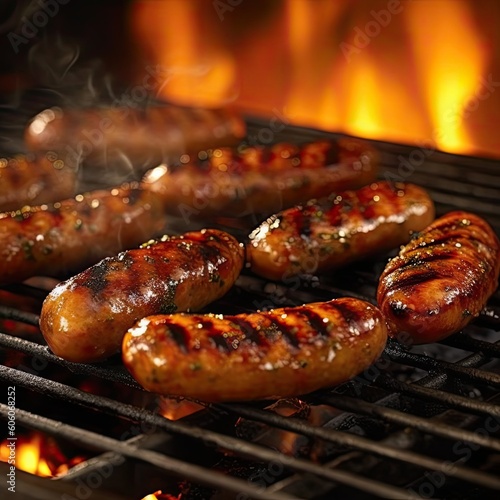 sausages on grill generative ai