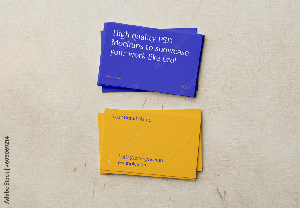 Business Cards on Plywood Mockup Stock Template Adobe Stock