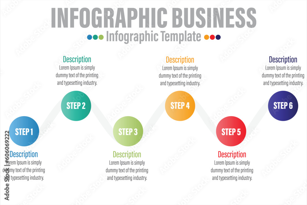 Abstract infographics number options template with Six 6 steps, with Six 6 label. Can be used for workflow layout, diagram, business step options, banner, web design.