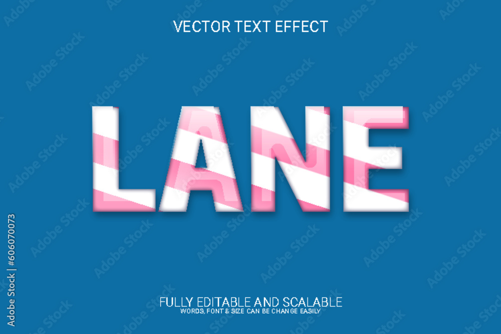 Lane 3D Editable Vector Eps Text Effect Design