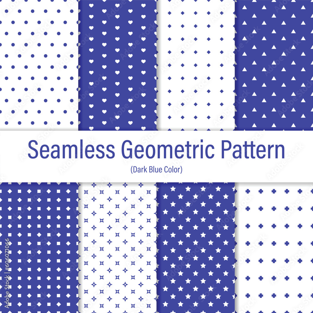 Dark Blue And White Seamless Geometric Pattern Set Dark Blue And White Seamless Geometric Pattern Set