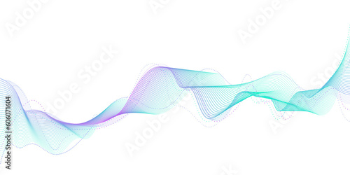 Data visualization, Future technology, Digital era, Information technology. Purple-blue-green gradient smooth wave lines for banner, presentation, web design. Futuristic technology concept photo