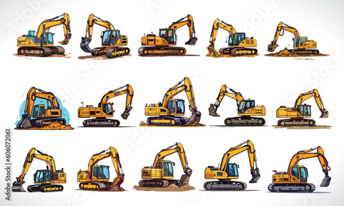 Construction Logo Design Pack Set Of Excavator