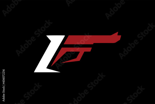 Letter LF, FL, L, F and Gun logo - icon design