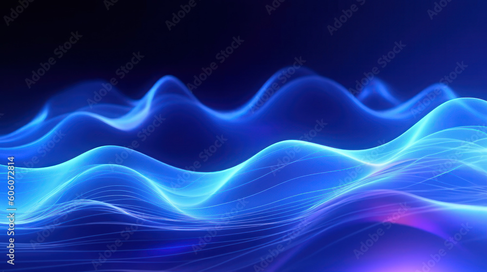 Ethereal Radiance: Abstract Futuristic Blue Neon Waves and Enchanting Bokeh Lights. Generative AI Ethereal Radiance: Abstract Futuristic Blue Neon Waves and Enchanting Bokeh Lights. Generative AI