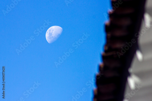 The Moon on its side, seen from Cusco, Peru, South America, near the equator