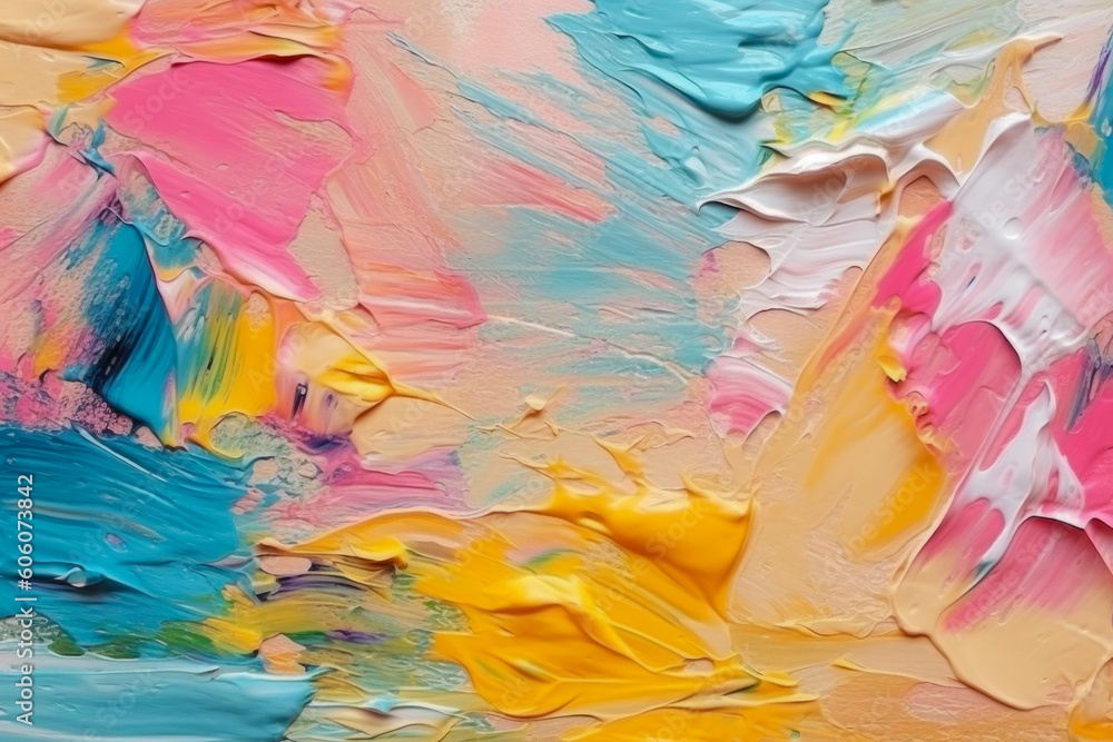 Texture Of Slightly Dried Oil Paints On Wooden Palette Of Smeared And Poured Various Colors Created Using Artificial Intelligence