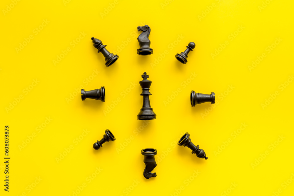 King chess and chess pieces as business competition and leadership concept King chess and chess pieces as business competition and leadership concept