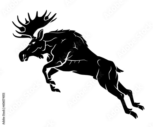 Moose Jumping  Wild Animal Silhouette