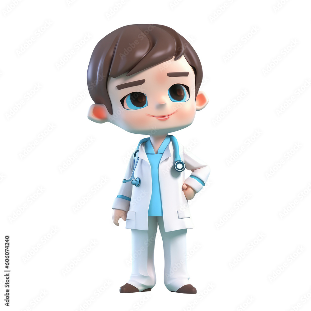 Young smiling old man doctor, medical specialist Medicine concept. Cute 3d icon people character illustration. Cartoon minimal style on isolated transparent background png. Generative ai Young smiling old man doctor, medical specialist Medicine concept. Cute 3d icon people character illustration. Cartoon minimal style on isolated transparent background png. Generative ai