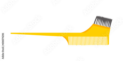 Hairdressers comb for hair care, tool with teeth and bristle brush for hair coloring
