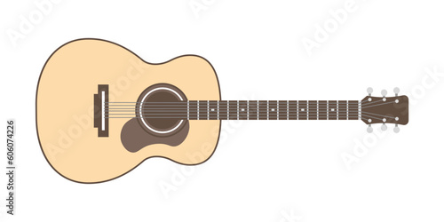 Acoustic guitar, brown wooden string musical instrument of musician and guitarist