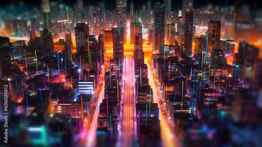 Neon Cityscape At Night Generative AI