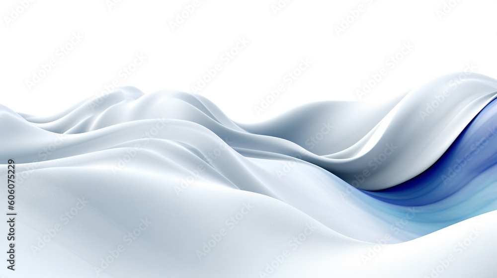 Abstract 3d fluid shapes, waves on white background - generative AI, AI generated Abstract 3d fluid shapes, waves on white background - generative AI, AI generated