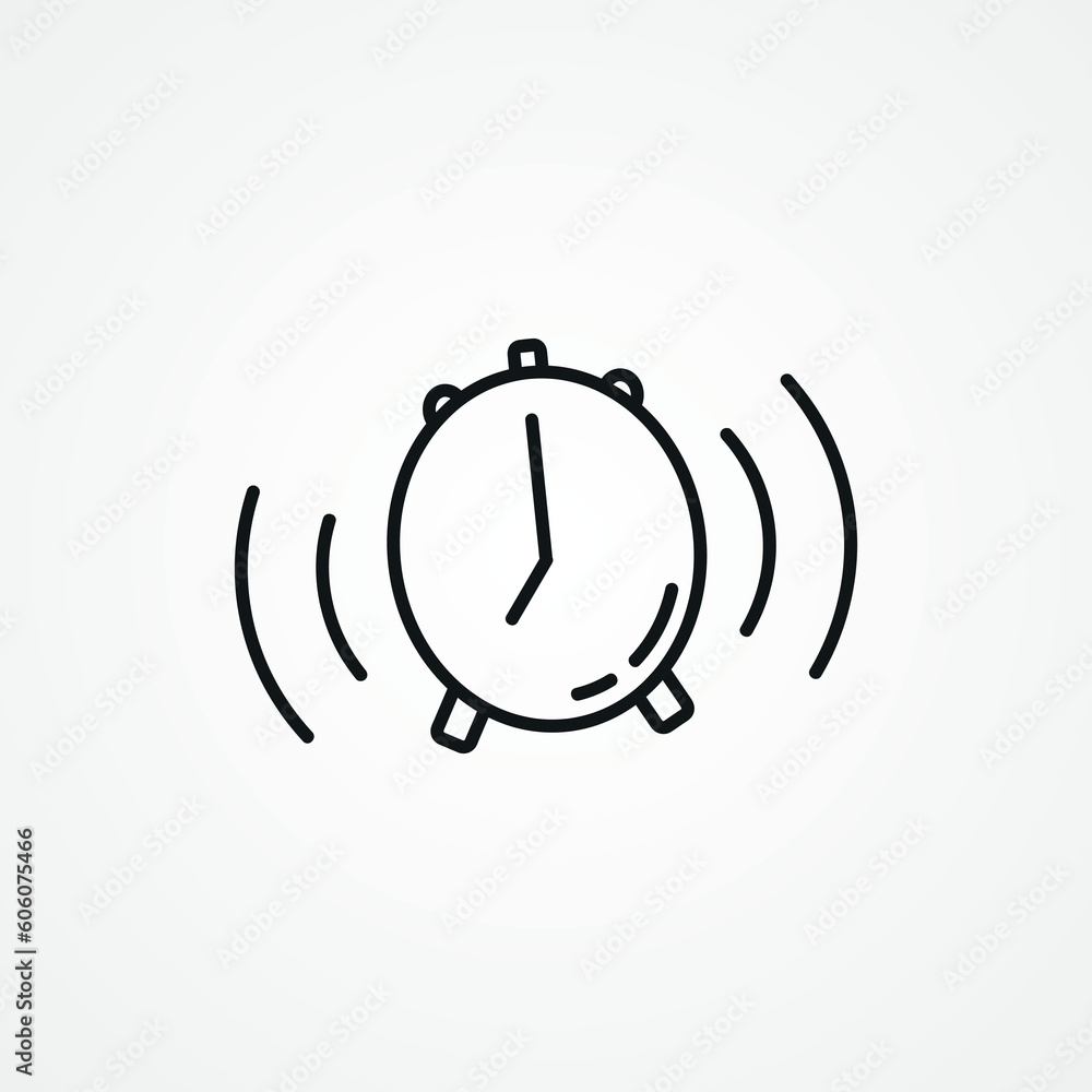 Alarm clock line icon. Alarm ringing outline icon. Alarm clock line icon. Alarm ringing outline icon.