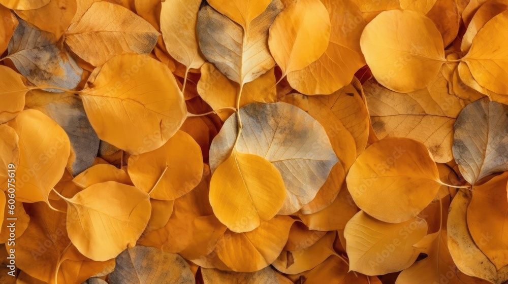 Aspen leaves as a Horizontal background, Aspen forest floor with warm colors, ambers, yellows and oranges, as a background. Nature-themed, photorealistic illustrations in JPG. Generative AI Aspen leaves as a Horizontal background, Aspen forest floor with warm colors, ambers, yellows and oranges, as a background. Nature-themed, photorealistic illustrations in JPG. Generative AI