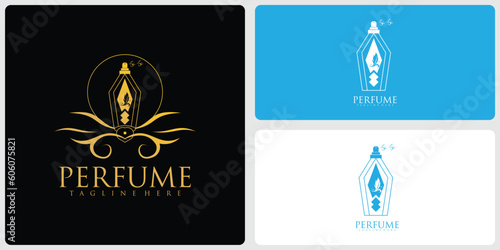 Simple and elegance Perfume logo design with modern style| premium vector