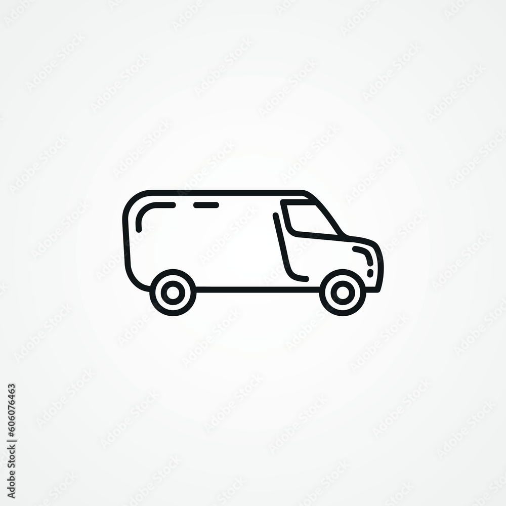 minivan line icon. mini van Delivery Truck line icon.