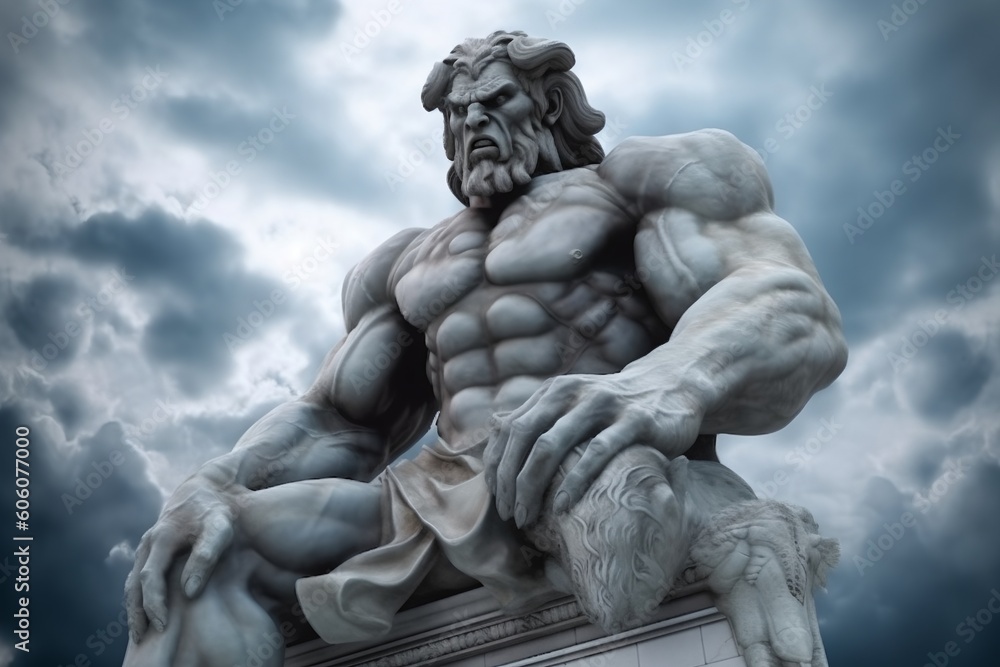 An ancient statue of a god, generative AI An ancient statue of a god, generative AI