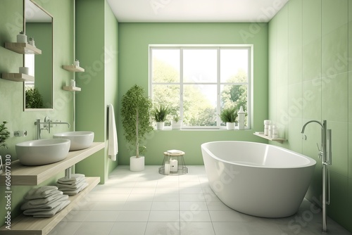 Green bathroom, generative ai