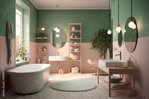 Green bathroom  generative ai