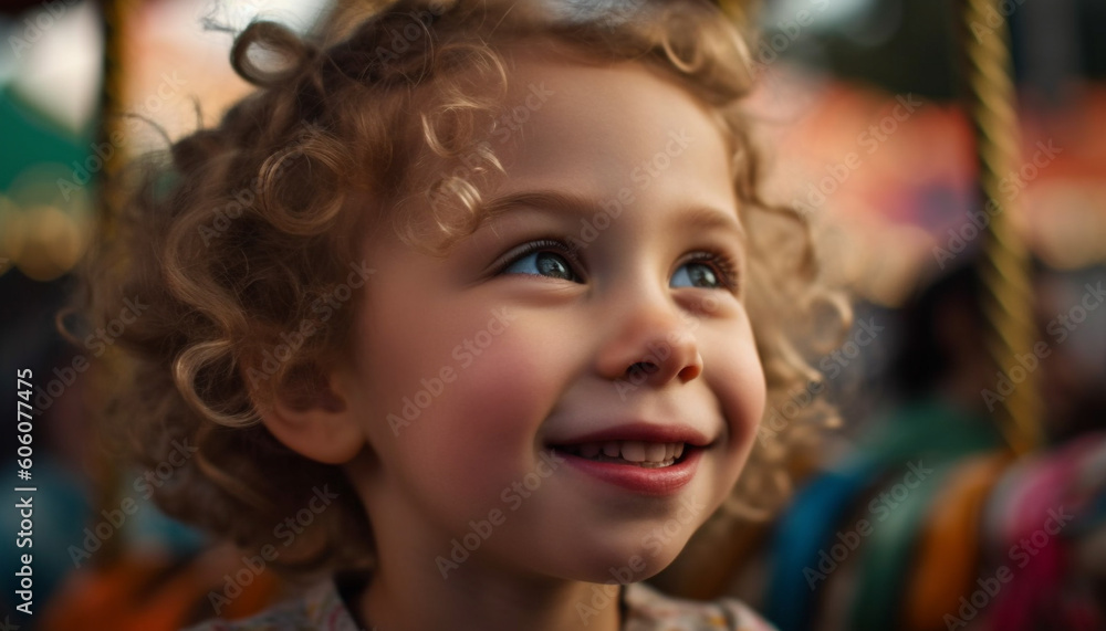 Smiling toddler enjoys carefree summer nature playtime generated by AI Smiling toddler enjoys carefree summer nature playtime generated by AI