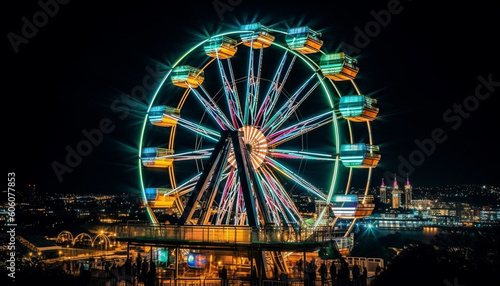Spinning wheel of joy  carnival vibrant colors generated by AI