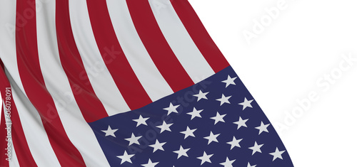 United States flag isolated on white banner