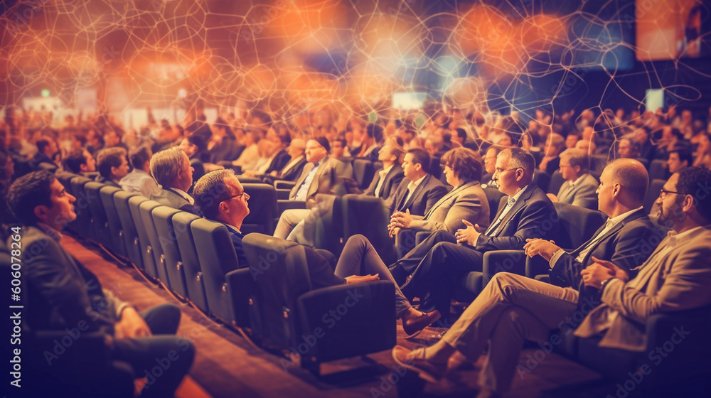 Obraz premium A business conference with keynote speakers and attendees absorbing valuable insights Generative AI
