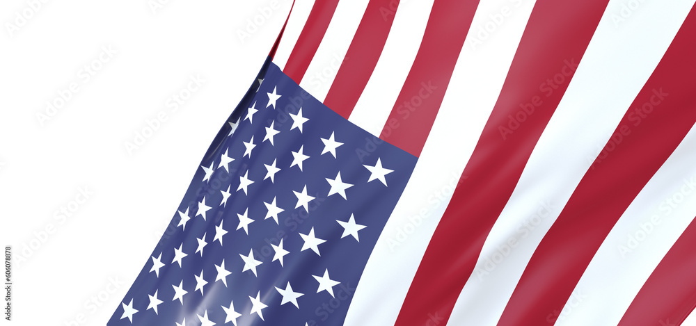 Fototapeta premium Proudly Flying: Vibrant 3D USA Flag Illustrates National Pride