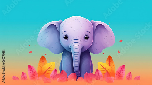 Cute little cartoon elephant - generative AI, AI generated