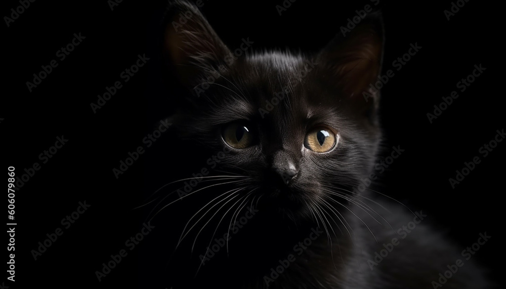 Cute feline kitten staring, playful and curious generated by AI Cute feline kitten staring, playful and curious generated by AI