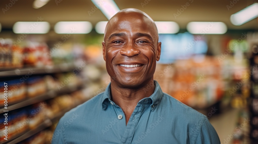 afro american adult man in supermarket, generative ai afro american adult man in supermarket, generative ai