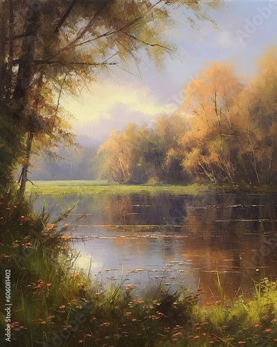 Wall Art, Calming Lake, Oil Painting, Art Work © CredeArts